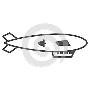 Airship thin line icon, Balloon festival concept, Air transport sign on white background, Dirigible icon in outline