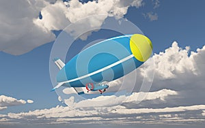 Airship under the clouds