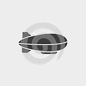 Airship zeppelin icon in a flat design in black color. Vector illustration eps10