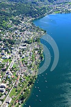 Airshot from Minusio and Tenero at Lago Maggiore in Switzerland photo