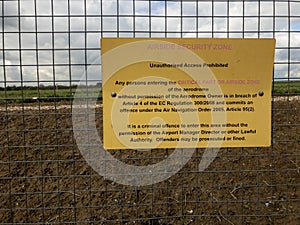 Airside security zone sign