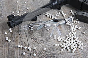 Airsoft gun with glasses