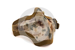 Airsoft metal mesh mask, Face safety protection from shooting sport game  on white background photo