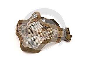 Airsoft metal mesh mask, Face safety protection from shooting sport game  on white background