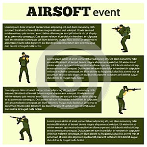 Airsoft player in tactical equipment hand-drawn Illustration photo
