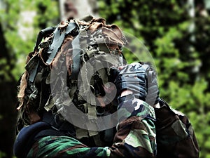 Airsoft recon with masked camouflage