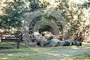 Airsoft soldier shooting