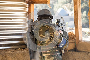 Airsoft soldier shooting