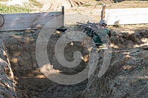 Airsoft soldier shooting