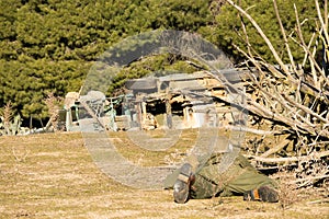 Airsoft soldier shooting