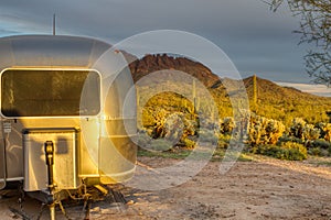 Airstream Sunset Camping Saguaro Forest Wickenberg Arizona