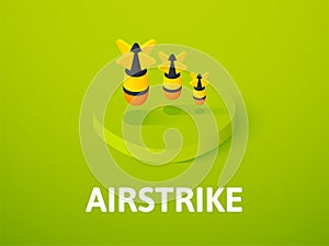 Airstrike isometric icon, isolated on color background