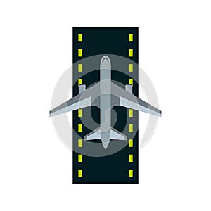 Airstrip with airplane icon, flat style