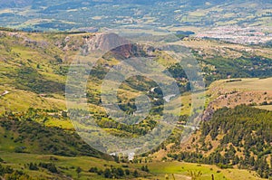 Airview of Coyhaique and Simpson River Valley, Patagonia, Chile