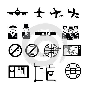 Airways service icons set photo