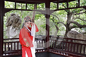Aisa Chinese actress Peking Beijing Opera Costumes Pavilion garden China traditional role drama play dress dance perform ancient