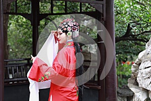 Aisa Chinese actress Peking Beijing Opera Costumes Pavilion garden China traditional role drama play dress dance perform ancient