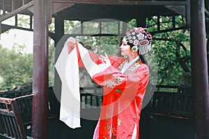 Aisa Chinese actress Peking Beijing Opera Costumes Pavilion garden China traditional role drama play dress dance perform ancient