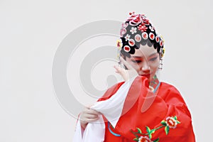 Aisa Chinese woman Peking Beijing Opera Costumes garden China traditional role drama white background ancient close-up isolated