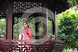 Aisa Chinese woman Peking Beijing Opera Costumes Pavilion garden China traditional role drama play