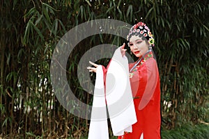 Aisa Chinese woman Peking Beijing Opera Costumes Pavilion garden China traditional role drama play dress dance perform ancient