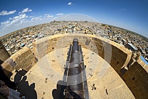 AISALMER RAJASTHAN INDIA Jaisalmer Fort or Sonar Quila or Golden Fort made of sandstone panoramic foto over the city