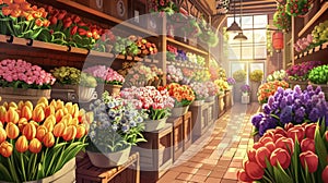 The aisles of stores are lined with colorful bouquets of roses tulips and other gorgeous flowers tempting passersby with photo