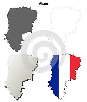 Aisne, Picardy outline map set