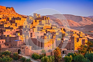 Ait Ben-Haddou, Morocco. Famous old clay town in High Atlas mountains photo