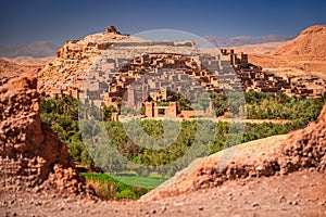 Ait Benhaddou, Morocco. Famous ancient clay built village in High Atlas Mountains, North Africa photo