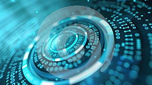 AIthemed digital concept with futuristic interface binary code on white background