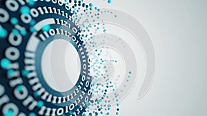 AIthemed digital concept with futuristic interface binary code on white background