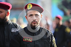 Hezbollah fighters in military clothes during Funeral of Hezbollah