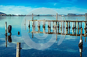 Aitoliko lagoon in western Greece