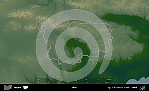 Aitos outlined, Bulgaria. Physical