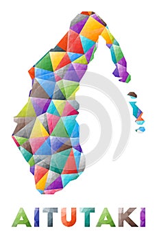 Aitutaki - colorful low poly island shape.