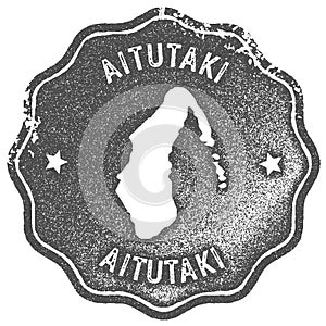 Aitutaki map vintage stamp.