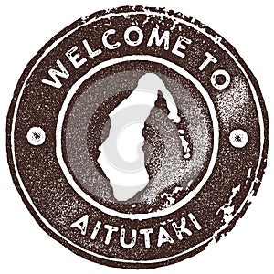 Aitutaki map vintage stamp.