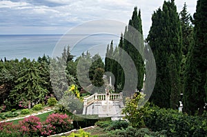 Aivazovsky Park in Partenit in Crimea. Garden