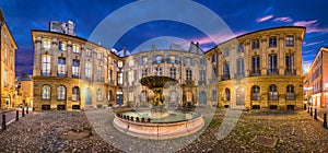 Aix-en-Provence, France. Panorama of Place D`Albertas at dusk photo