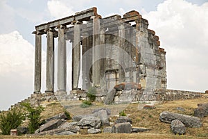 Aizonai antic city ruins with Zeus temple. Aizanoi ancient city in Cavdarhisar, Kutahya, Turkey.