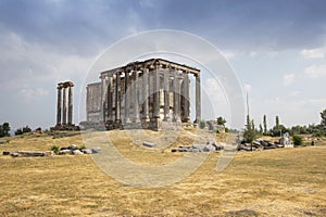 Aizonai antic city ruins with Zeus temple. Aizanoi ancient city in Cavdarhisar, Kutahya, Turkey.