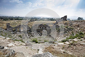 Aizonai antic city ruins with Zeus temple. Aizanoi ancient city in Cavdarhisar, Kutahya, Turkey.