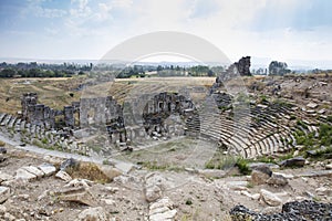 Aizonai antic city ruins with Zeus temple. Aizanoi ancient city in Cavdarhisar, Kutahya, Turkey.