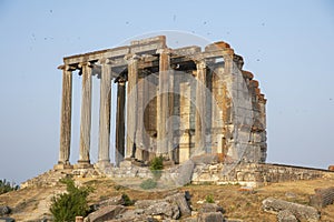 Aizonai antic city ruins with Zeus temple. Aizanoi ancient city in Cavdarhisar, Kutahya, Turkey.