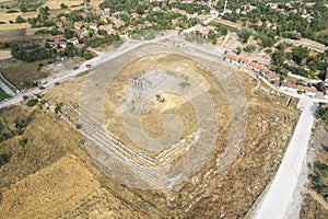 Aizonai antic city ruins with Zeus temple. Aizanoi ancient city in Cavdarhisar, Kutahya, Turkey.