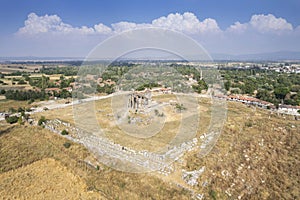 Aizonai antic city ruins with Zeus temple. Aizanoi ancient city in Cavdarhisar, Kutahya, Turkey.