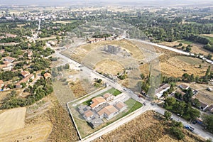 Aizonai antic city ruins with Zeus temple. Aizanoi ancient city in Cavdarhisar, Kutahya, Turkey.