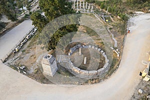 Aizonai antic city ruins with Zeus temple. Aizanoi ancient city in Cavdarhisar, Kutahya, Turkey.