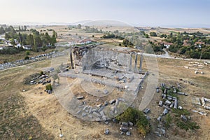 Aizonai antic city ruins with Zeus temple. Aizanoi ancient city in Cavdarhisar, Kutahya, Turkey.